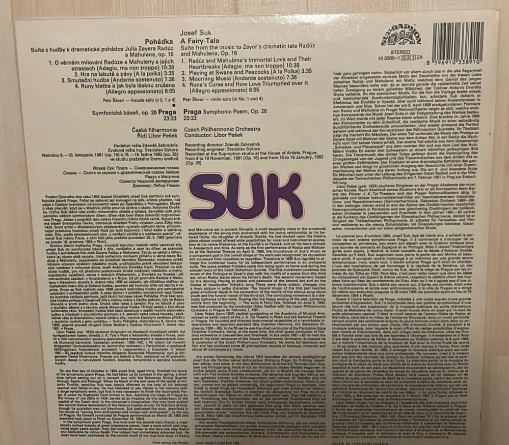 VINYL SUK PRAGA : POHÁDKA A FAIRY - TALE