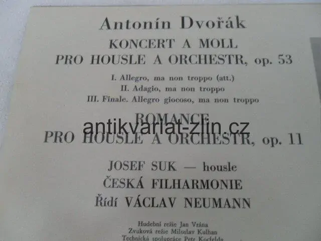 LP ANTONÍN DVOŘÁK / KONCERT A MOLL PRO HOUSLE A ORCHESTR ROMANCE
