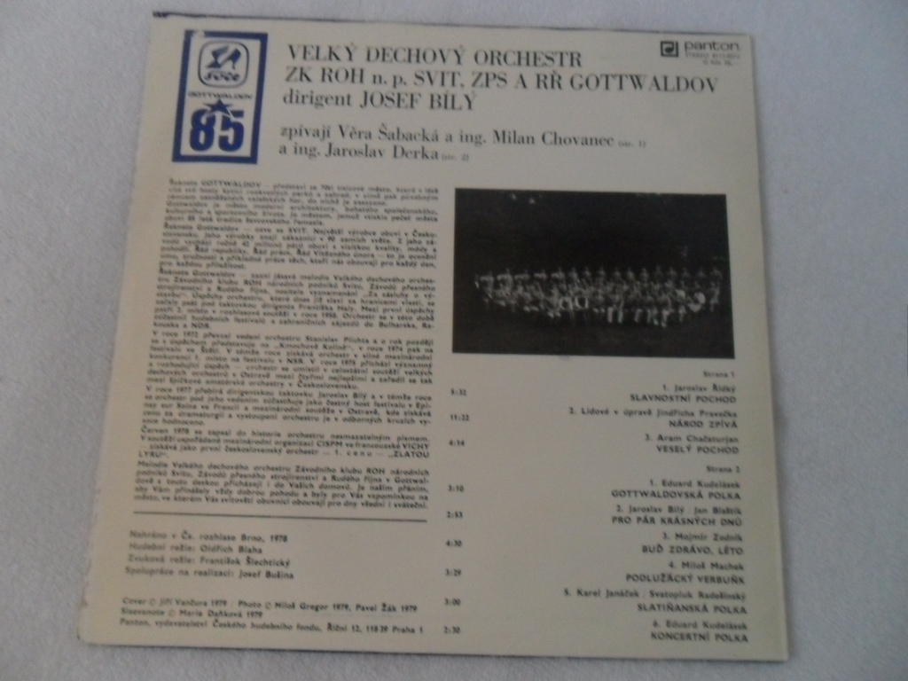 LP VELKÝ DECHOVÝ ORCHESTR SVIT, ZPS, A PŘ GOTTWALDOV