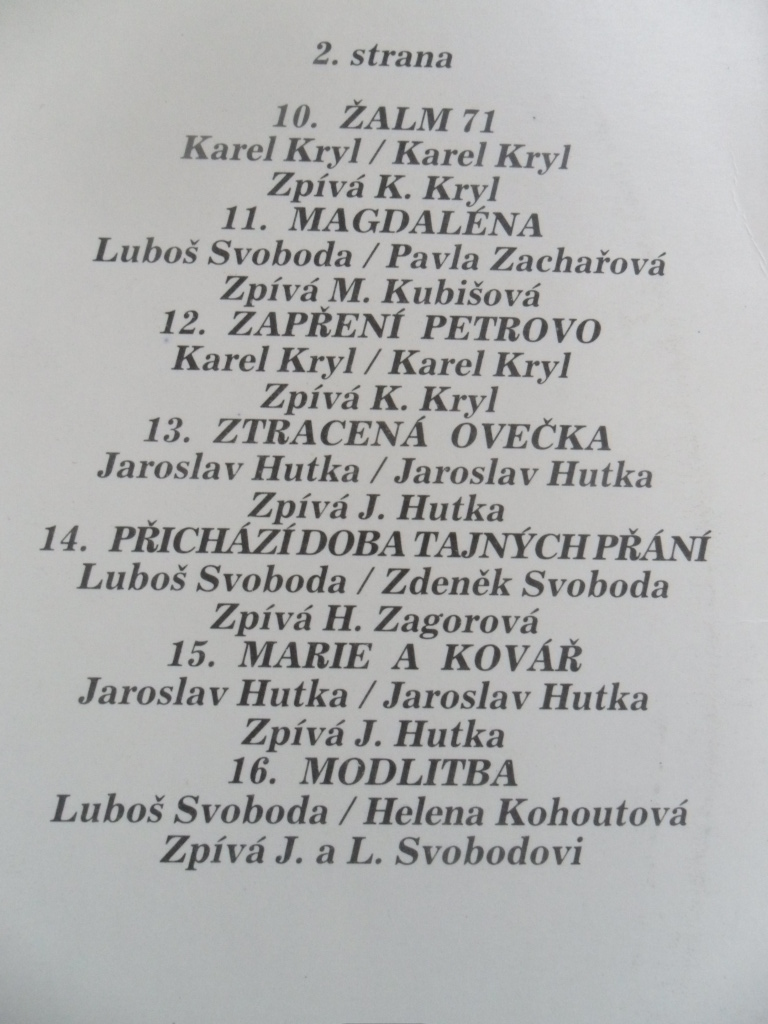 LP DESKA - KŘESŤANSKÉ SONGY & PODOBENSTVÍ