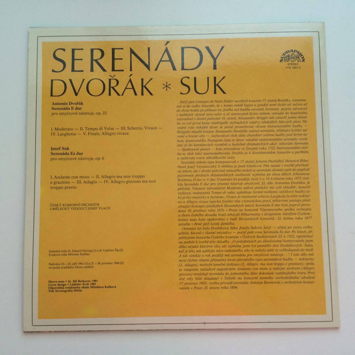 LP DVOŘÁK, SUK - SERENÁDY 