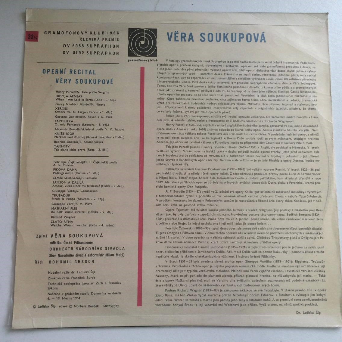 LP OPERNÍ RECITÁL VĚRY SOUKUPOVÉ