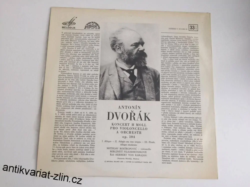 LP ANTONÍ DVOŘÁK : KONCERT H MOLL PRO VIOLONCELLO A ORCHESTR
