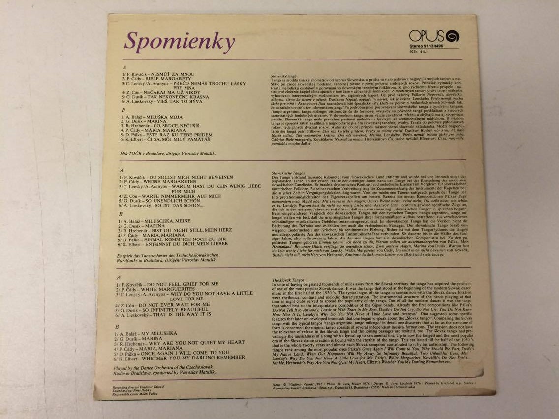 LP SPOMIENKY SLOVENSKÁ TANGA
