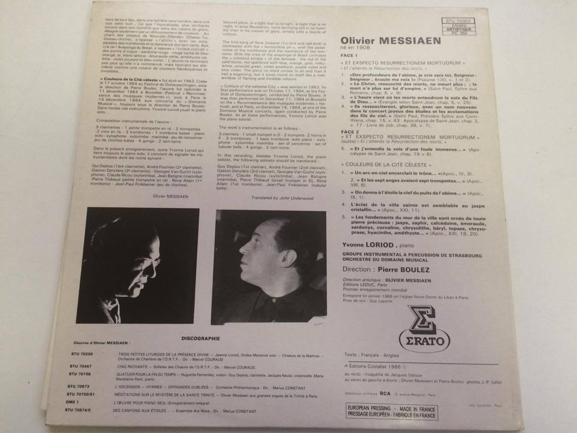 LP OLIVIER MESSIAEN :  ET EXSPECTO RESURRECTIONEM MORTUORUM