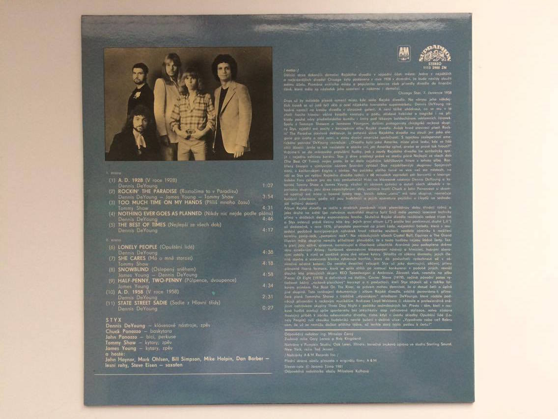 LP STYX Paradise Theatre 