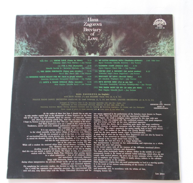 LP HANA ZAGOROVÁ - BREVIARY OF LOVE