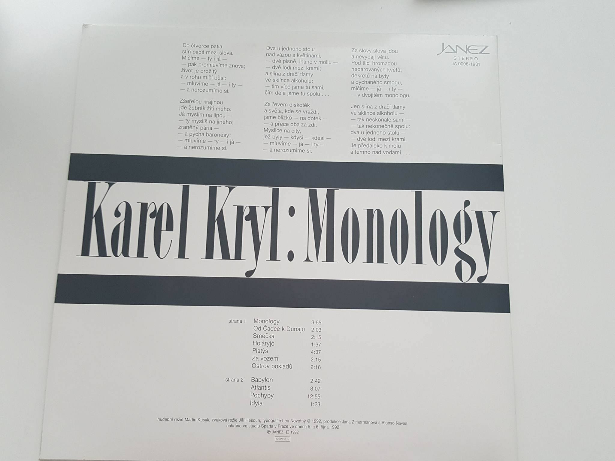 LP KAREL KRYL - MONOLOGY