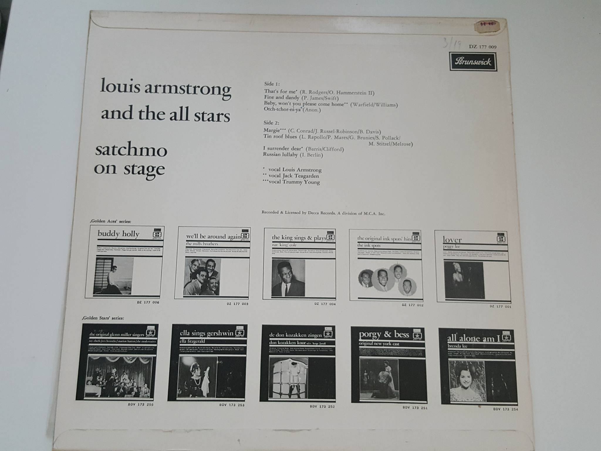 LP SATCHMO ON STAGE LOUIS ARMSTRONG AND THE ALL STARS