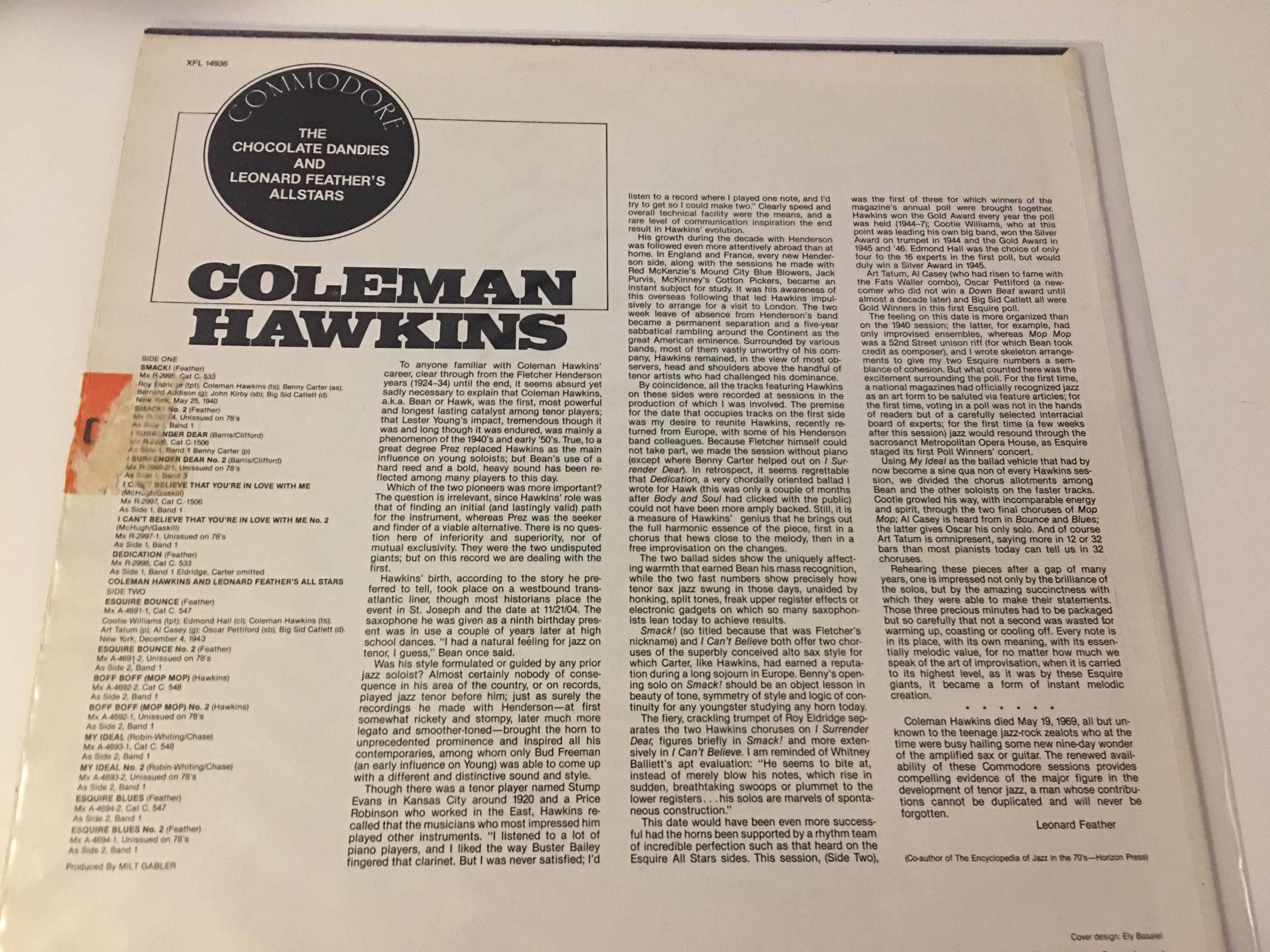 LP COLEMAN HAWKINS 