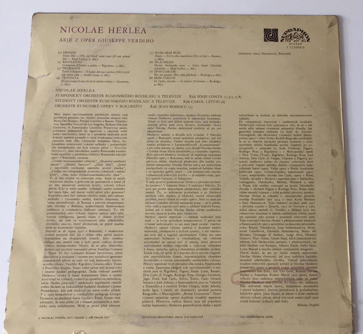 LP Nicolae Herlea  - Árie z oper G. VERDIHO