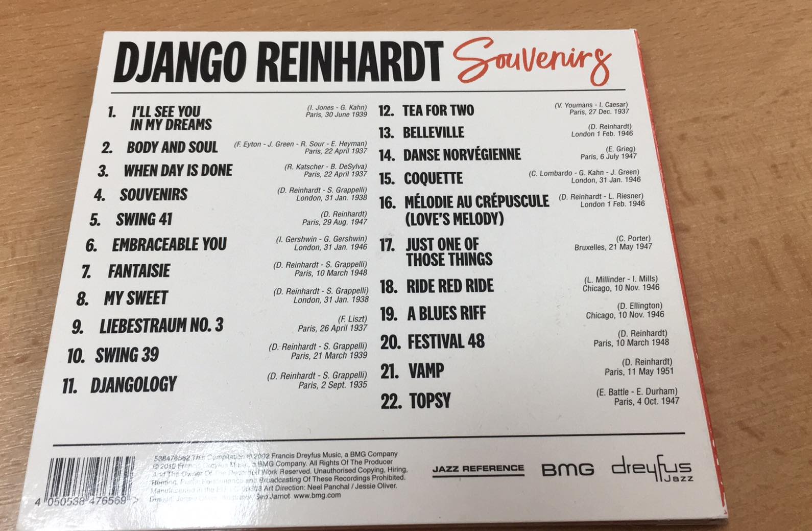 CD Django Reinhardt - Souvenirs