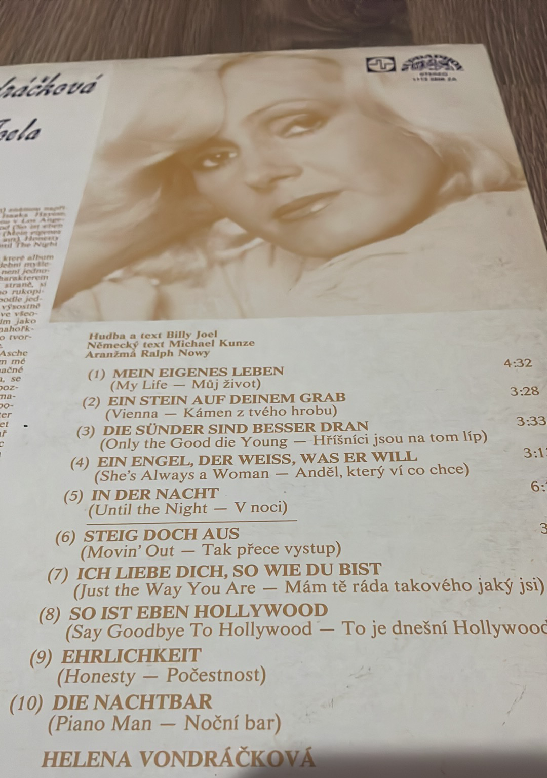 LP HELENA VONDRÁČKOVÁ - PÍSNĚ BILLYHO JOELA