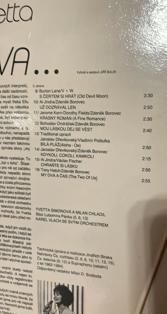 LP MY DVA A ČAS : YVETTA A MILAN