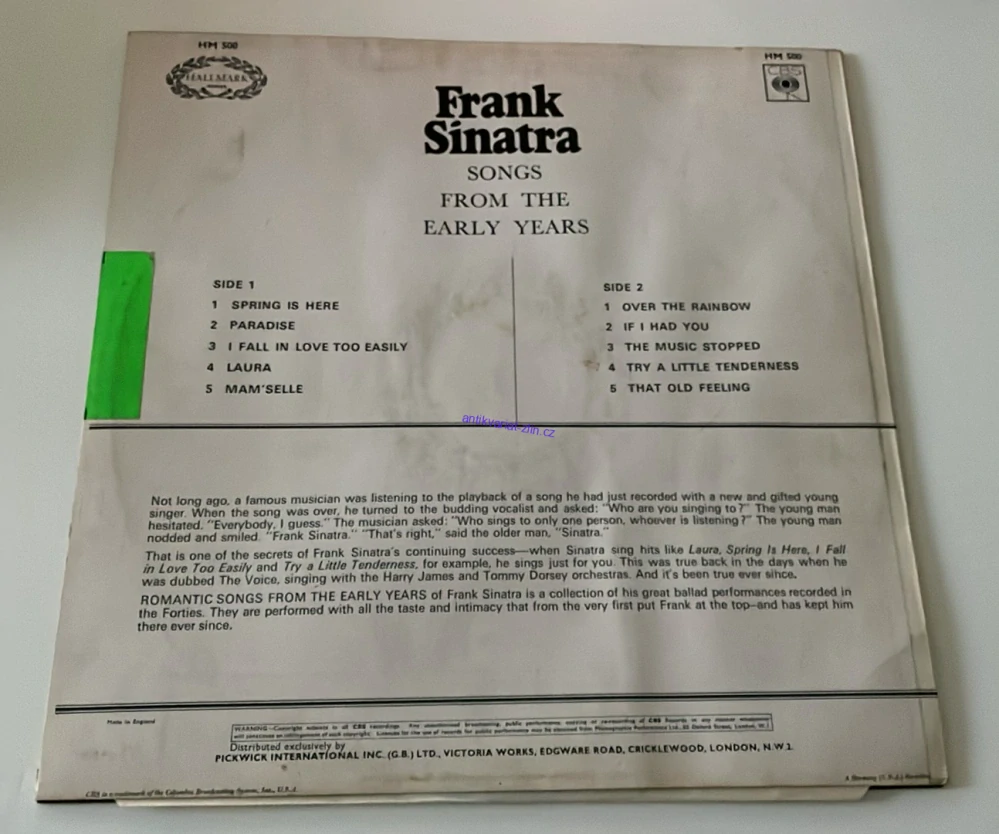 Frank Sinatra Vinyl Romantic Songs From The Early Years