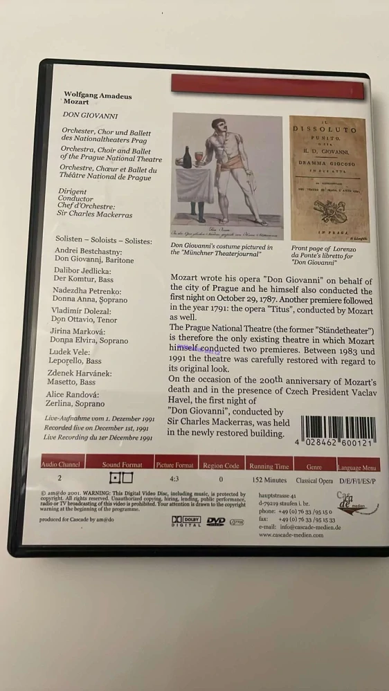 DVD DO GIOVANNI, WOLGANG AMADEUS MOZART