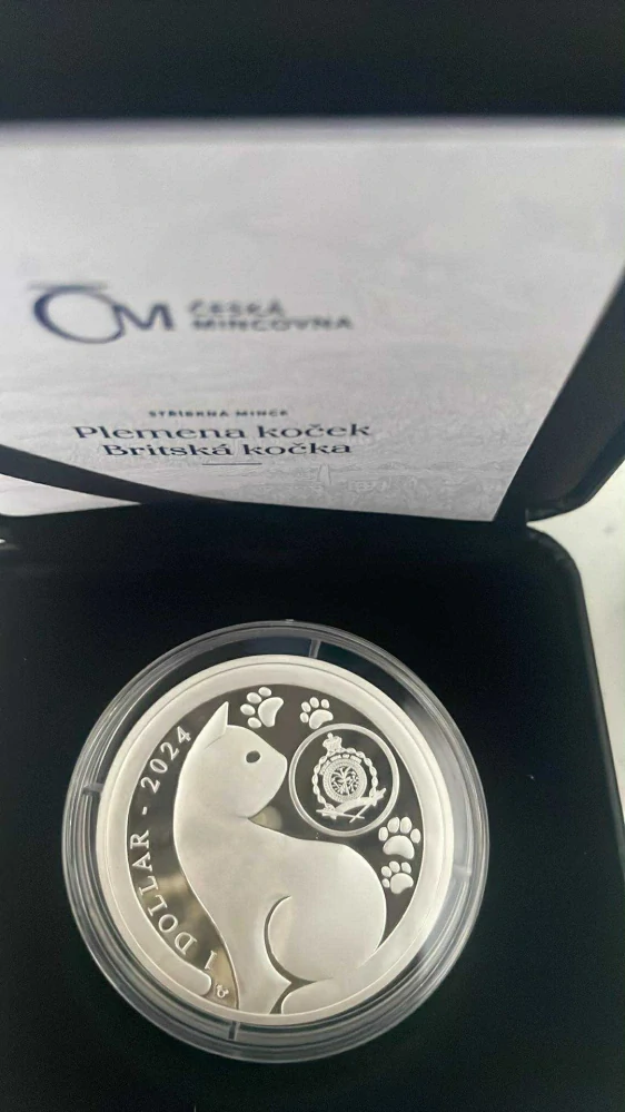 Stříbrná mince Plemena koček - Britská kočka proof