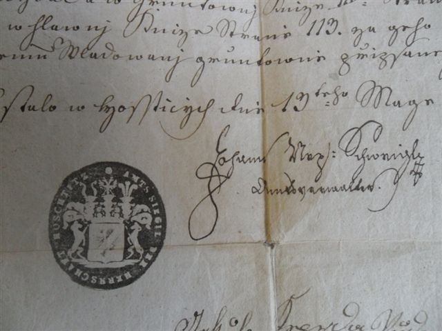 ORIGINÁLNÍ DOKUMENT O PŘEDÁNÍ GRUNTU Z ROKU 1840 