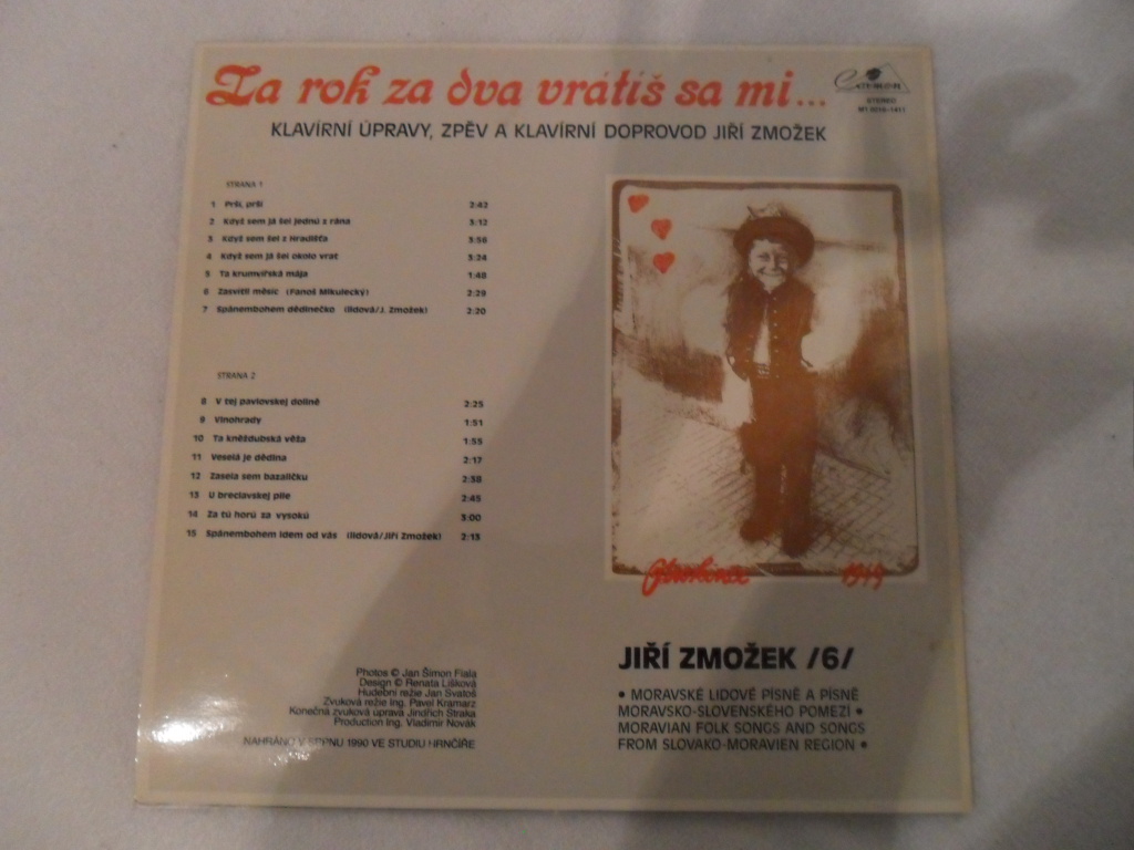 LP DESKA - JIŘÍ ZMOŽEK / ZA ROK ZA DVA VRÁTÍŠ SA MI...