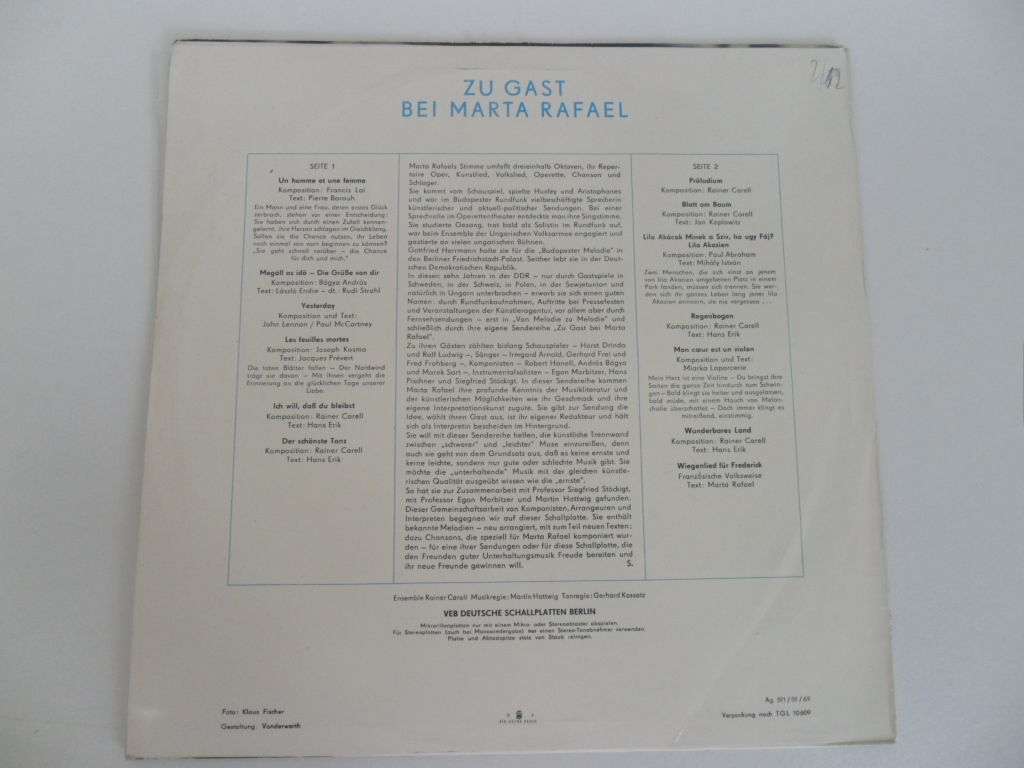 LP DESKA - MARTA RAFAEL (ZU GAST BEI)