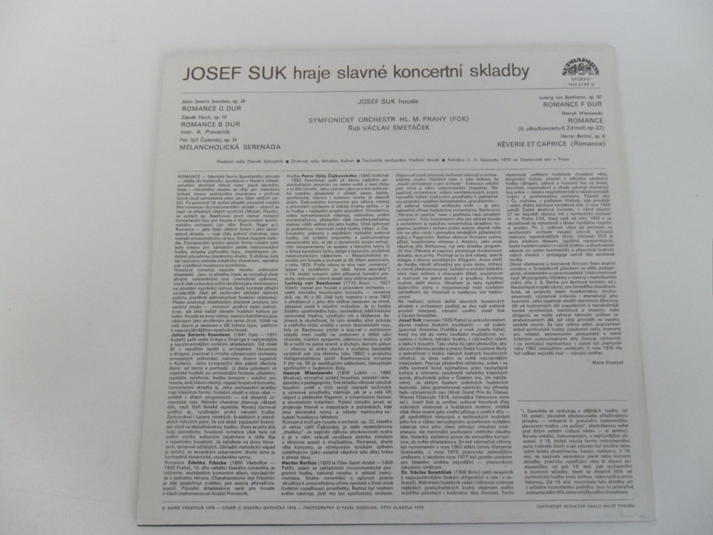 LP DESKA - JOSEF SUK (HRAJE SLAVNÉ KONCERTNÍ SKLADBY)