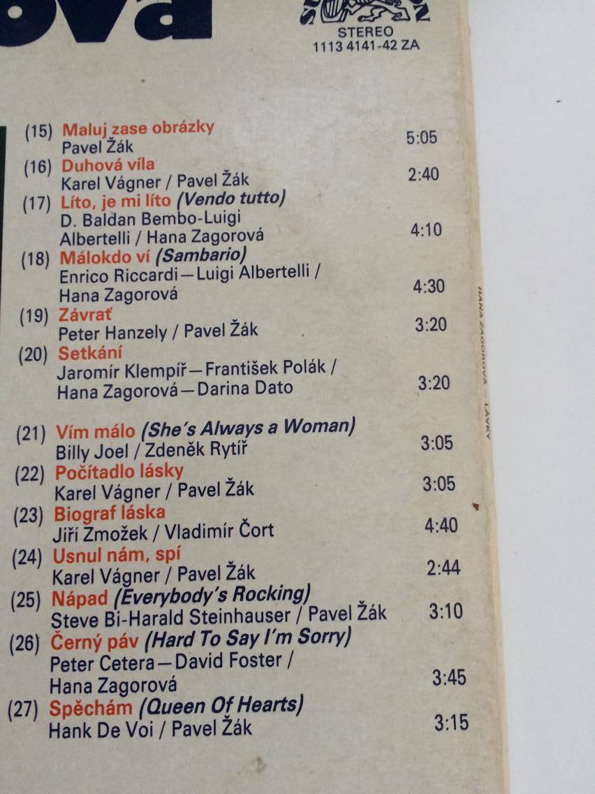 2 LP HANA ZAGOROVÁ : LÁVKY