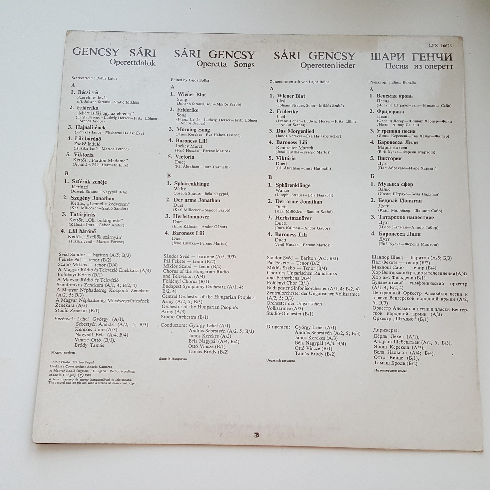 LP GENCSY SÁRI - Szellők Szárnyán