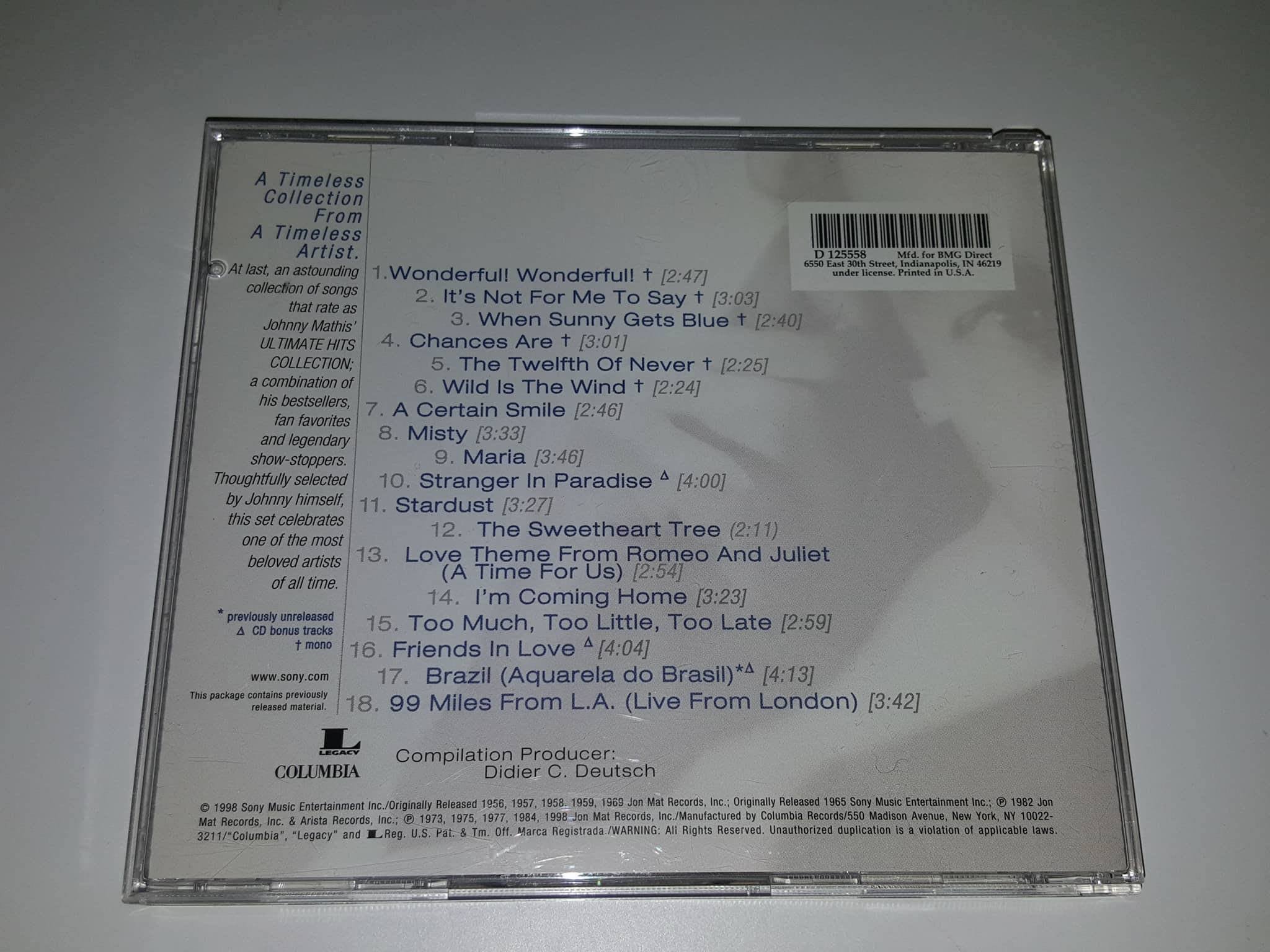 CD JOHNY MATHIS - THE ULTIMATE HITS COLLECTION