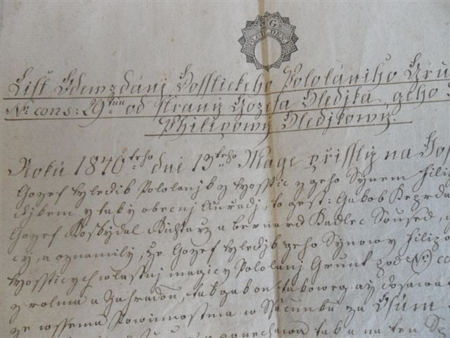 ORIGINÁLNÍ DOKUMENT O PŘEDÁNÍ GRUNTU Z ROKU 1840 