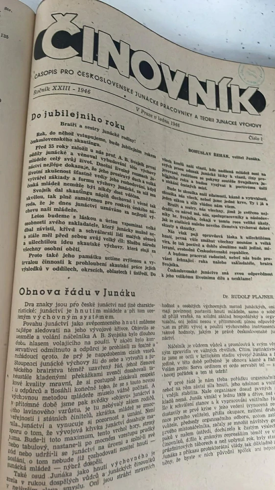 ČINOVNÍK časopis pro československé junácké pracovníky a teorie junácké výchovy