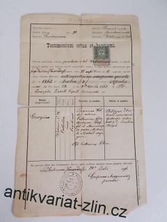 TESTIMONIUM ORTUS ET BAPTISMI (1865)
