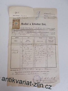 RODNÍ A KŘESTNÍ LIST (1876)