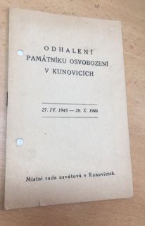 ODHALENÍ PAMÁTNÍKU OSVOBOZENÍ V KUNOVICÍCH