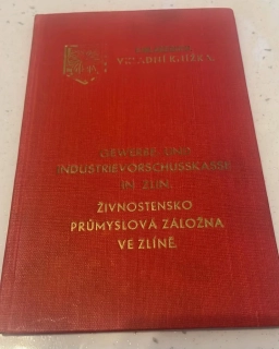 VKLADNÍ KNÍŽKA ŽIVNOSTENSKO PRŮMYSLOVÉ ZÁLOŽNY VE ZLÍNĚ
